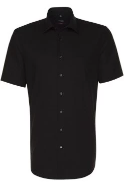 Seidensticker Regular Fit Hemd Schwarz, Einfarbig