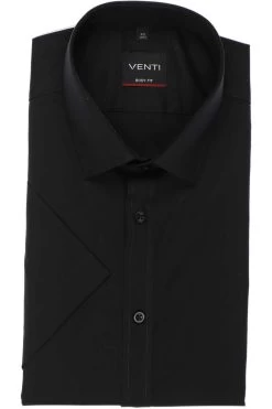 Venti Body Fit Hemd Schwarz, Einfarbig