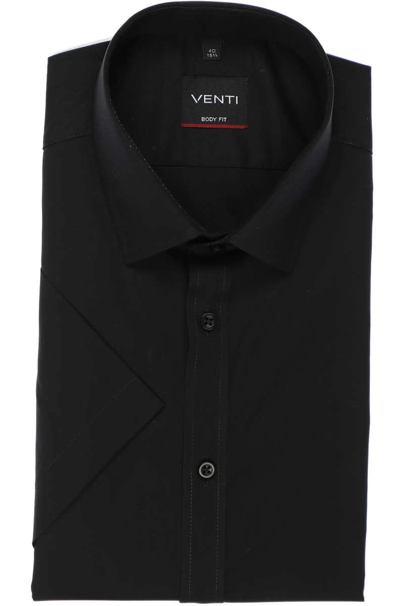 Venti Body Fit Hemd Schwarz, Einfarbig 1 Venti Body Fit Hemd Schwarz, Einfarbig