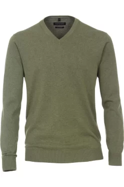 Casa Moda Casual Casual Fit Herren Pullover V-Ausschnitt Oliv
