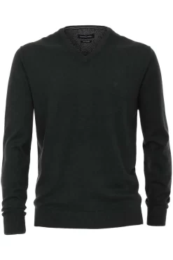 Casa Moda Herren Pullover V-Ausschnitt Dunkelgrün