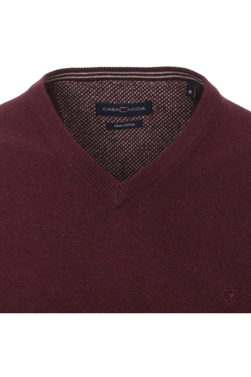 Casa Moda Herren Pullover V-Ausschnitt Weinrot 2 Casa Moda Herren Pullover V-Ausschnitt Weinrot – Bild 2