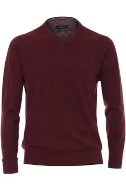 Casa Moda Herren Pullover V-Ausschnitt Weinrot