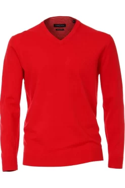 Casa Moda Herren Pullover V-Ausschnitt Rot