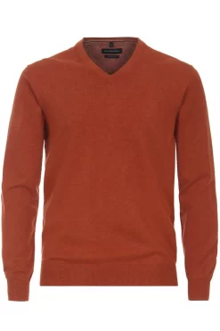 Casa Moda Regular Fit Herren Pullunder V-Ausschnitt Orange