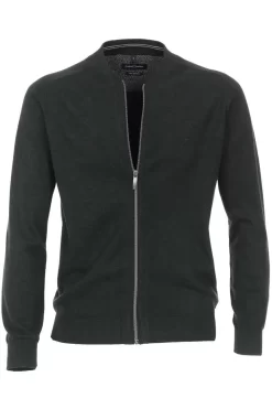Casa Moda Herren Strickjacke Zip Dunkelgrün