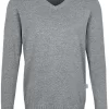 HAKRO 143 Regular Fit Herren Pullover V-Ausschnitt Grau