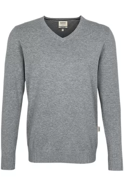 HAKRO 143 Regular Fit Herren Pullover V-Ausschnitt Grau