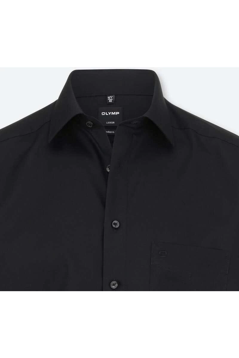 OLYMP Luxor Modern Fit Hemd Schwarz, Einfarbig 2 OLYMP Luxor Modern Fit Hemd Schwarz, Einfarbig – Bild 2