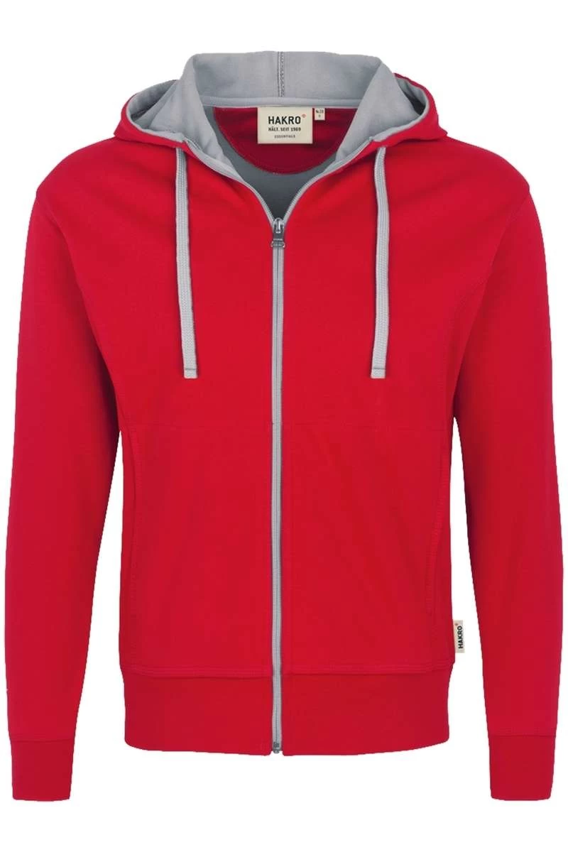 HAKRO Comfort Fit Sweatjacke Mit Kapuze Zip Rot/silber 1 HAKRO Comfort Fit Sweatjacke Mit Kapuze Zip Rot/silber