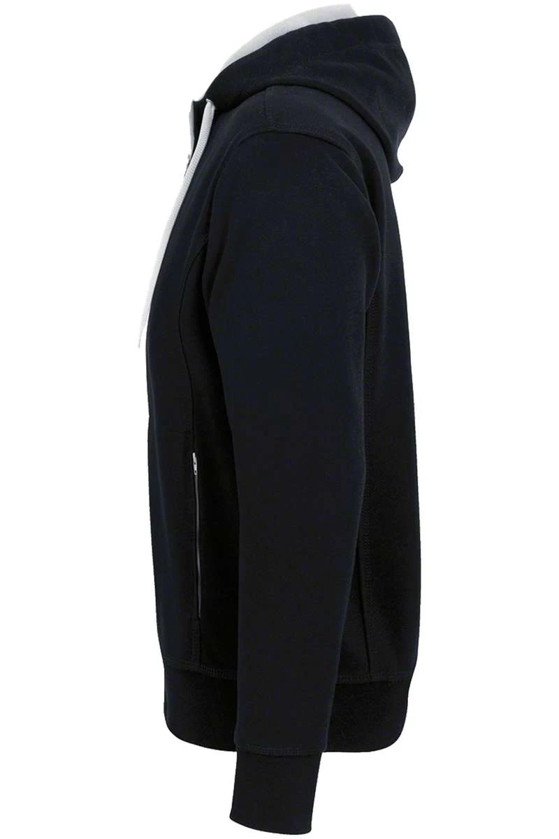 HAKRO Comfort Fit Sweatjacke Mit Kapuze Zip Schwarz/silber 2 HAKRO Comfort Fit Sweatjacke Mit Kapuze Zip Schwarz/silber – Bild 2