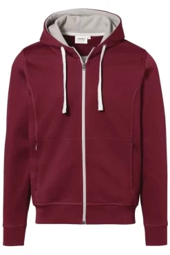 HAKRO Essentials Comfort Fit Sweatjacke Mit Kapuze  Weinrot/silber