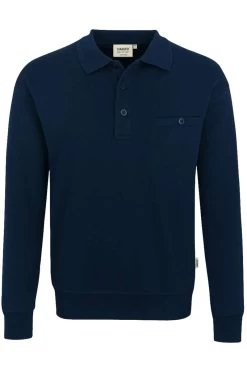 HAKRO 457 Comfort Fit Longsleeve Poloshirt Nachtblau, Einfarbig