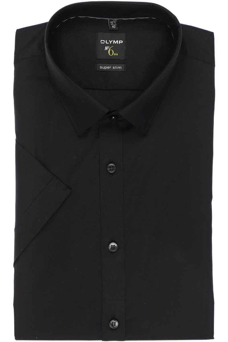 OLYMP No. Six Super Slim Hemd Schwarz, Einfarbig 1 OLYMP No. Six Super Slim Hemd Schwarz, Einfarbig
