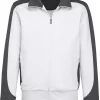 HAKRO 477 Comfort Fit Sweatjacke Zip Weiss/anthrazit
