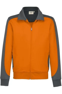 HAKRO 477 Comfort Fit Sweatjacke Zip Orange/anthrazit