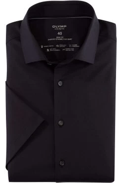 OLYMP Level Five 24/Seven Body Fit Hemd Schwarz, Einfarbig