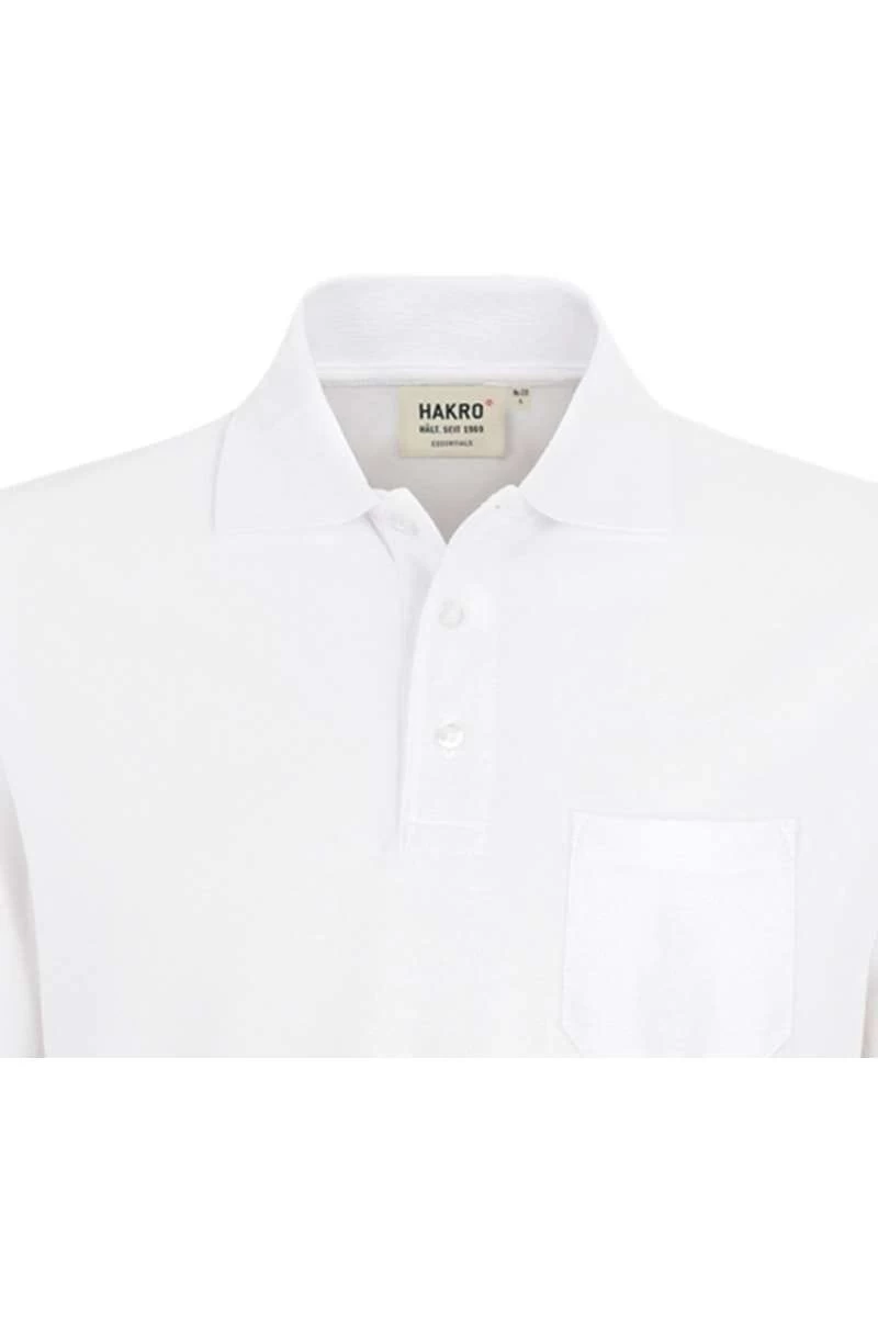 HAKRO 809 Comfort Fit Longsleeve Poloshirt Weiss, Einfarbig 2 HAKRO 809 Comfort Fit Longsleeve Poloshirt Weiss, Einfarbig – Bild 2