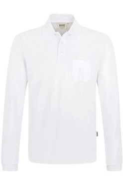 HAKRO 809 Comfort Fit Longsleeve Poloshirt Weiss, Einfarbig