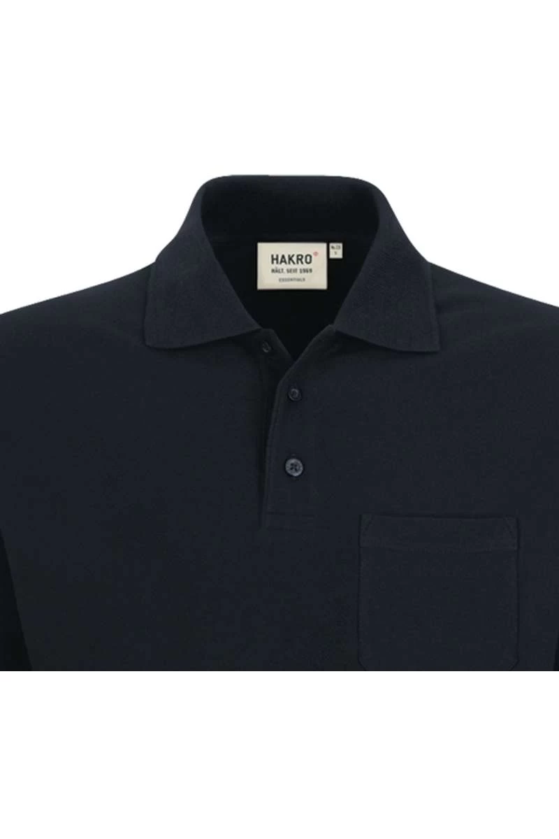 HAKRO 809 Comfort Fit Longsleeve Poloshirt Schwarz, Einfarbig 2 HAKRO 809 Comfort Fit Longsleeve Poloshirt Schwarz, Einfarbig – Bild 2