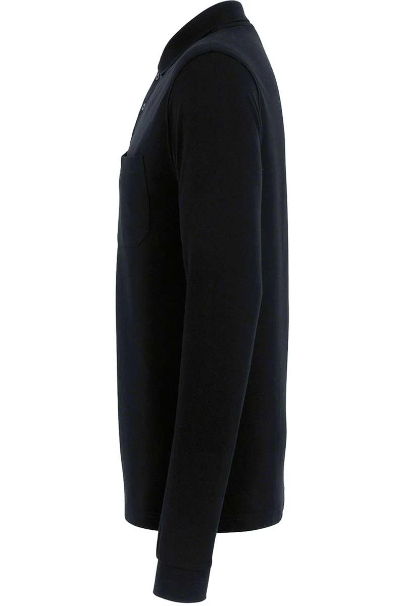 HAKRO 809 Comfort Fit Longsleeve Poloshirt Schwarz, Einfarbig 3 HAKRO 809 Comfort Fit Longsleeve Poloshirt Schwarz, Einfarbig – Bild 3