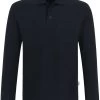 HAKRO 809  Comfort Fit Longsleeve Poloshirt Schwarz, Einfarbig