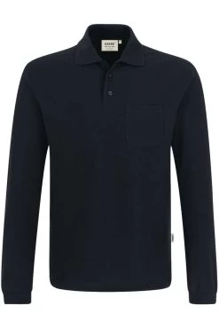 HAKRO 809  Comfort Fit Longsleeve Poloshirt Schwarz, Einfarbig