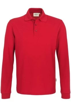 HAKRO 815 Comfort Fit Longsleeve Poloshirt Rot, Einfarbig