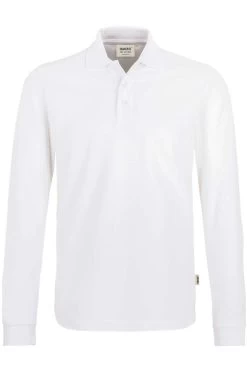 HAKRO 820 Regular Fit Longsleeve Poloshirt Weiss, Einfarbig