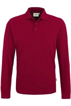 HAKRO 820 Regular Fit Longsleeve Poloshirt Weinrot, Einfarbig