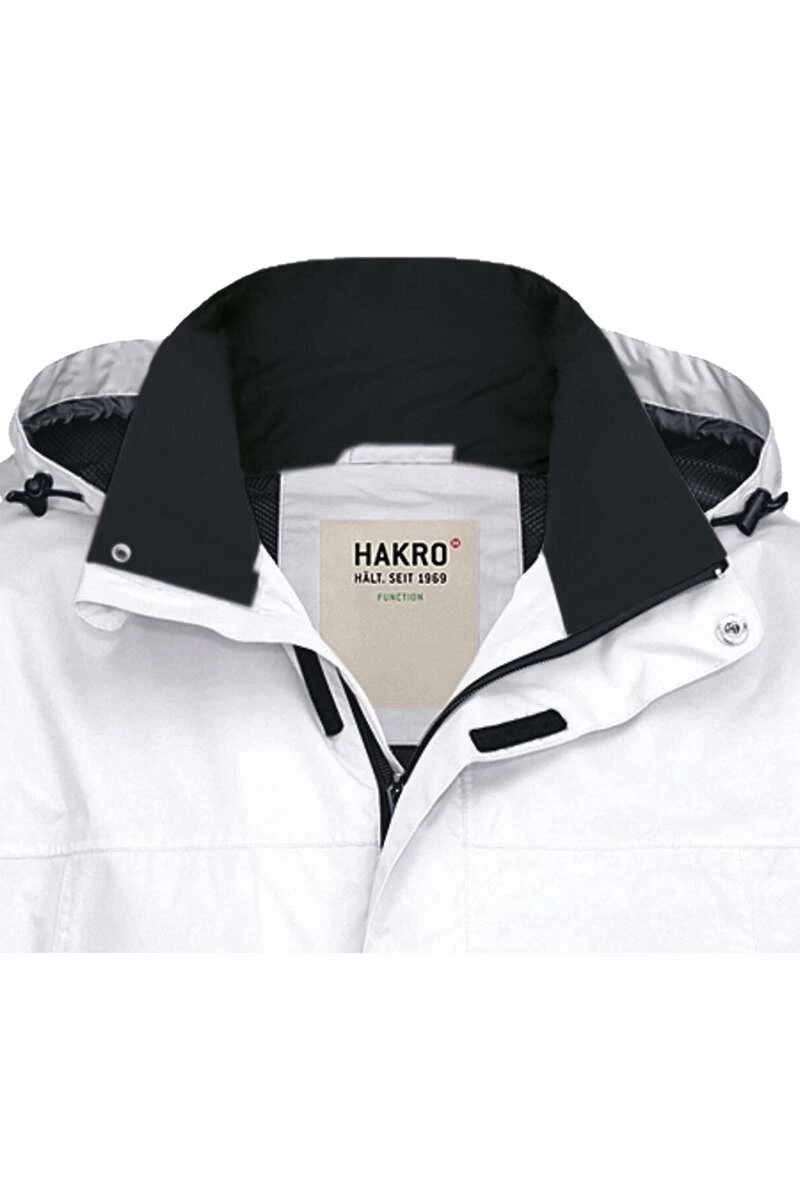 HAKRO 862 Regular Fit Regenjacke Kapuze Weiss 2 HAKRO 862 Regular Fit Regenjacke Kapuze Weiss – Bild 2