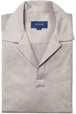 ETON Slim Fit Longsleeve Poloshirt Hellgrau, Einfarbig