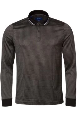 ETON   Slim Fit Longsleeve Poloshirt Schwarz, Strukturiert -Ho ho ho, Mode in Grün. 1000 03538 19 3 800