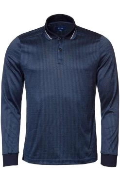 ETON   Slim Fit Longsleeve Poloshirt Navy, Strukturiert -Ho ho ho, Mode in Grün. 1000 03538 29 3 800