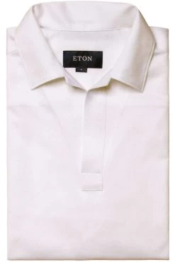ETON   Slim Fit Longsleeve Poloshirt Weiss, Einfarbig