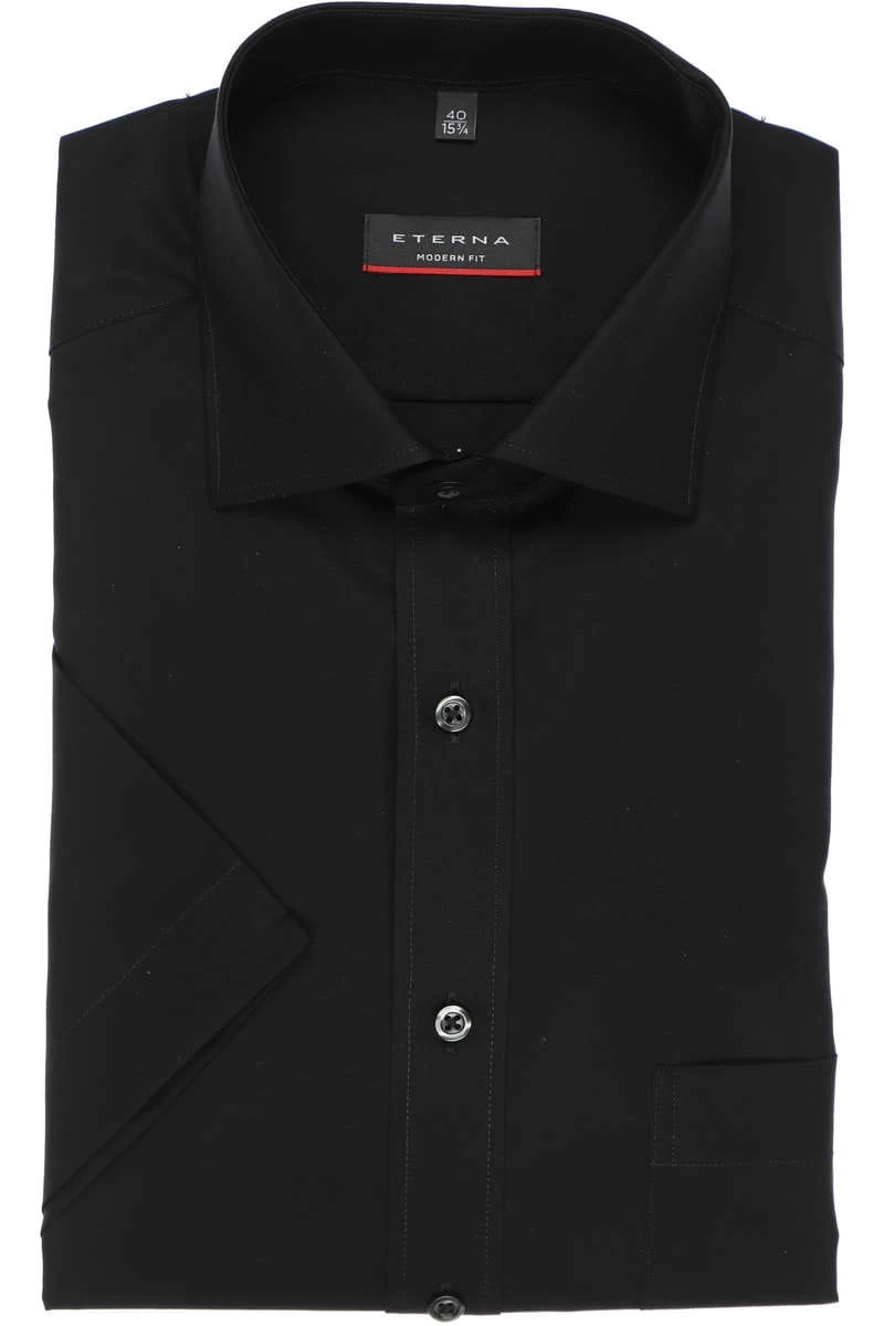ETERNA Modern Fit Hemd Schwarz, Einfarbig 1 ETERNA Modern Fit Hemd Schwarz, Einfarbig