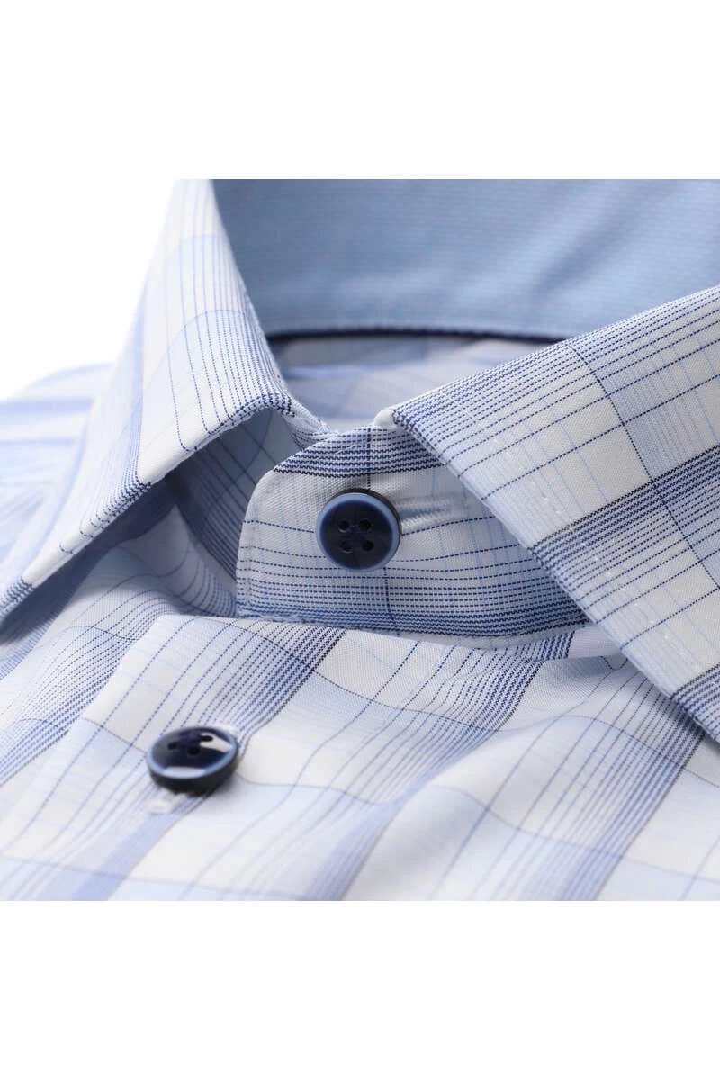 OLYMP Luxor Comfort Fit Hemd Weiss/blau, Kariert 2 OLYMP Luxor Comfort Fit Hemd Weiss/blau, Kariert – Bild 2