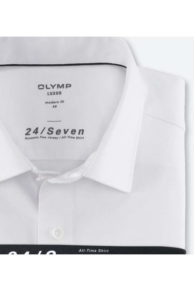 OLYMP Luxor Modern Fit Jerseyhemd Weiss, Einfarbig 3 OLYMP Luxor Modern Fit Jerseyhemd Weiss, Einfarbig – Bild 3
