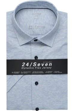 OLYMP Luxor Modern Fit Jerseyhemd Bleu, Einfarbig
