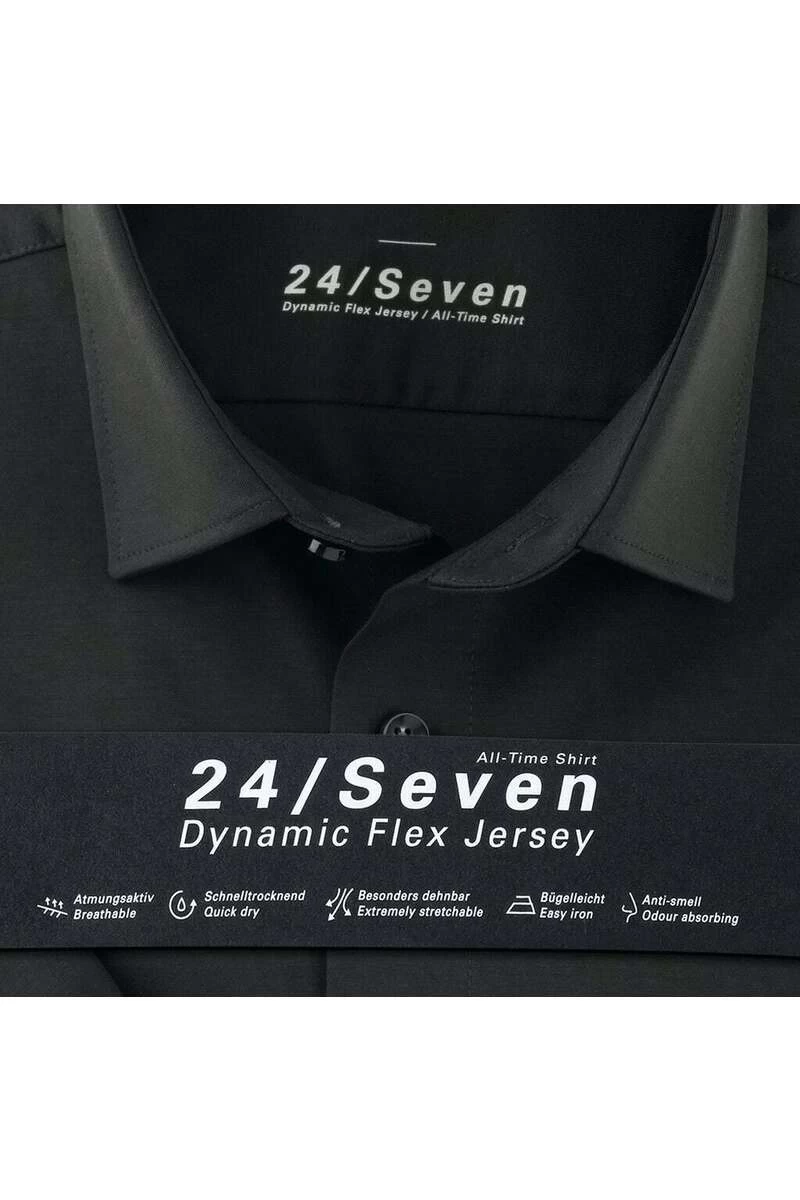 OLYMP Luxor Modern Fit Jerseyhemd Schwarz, Einfarbig 2 OLYMP Luxor Modern Fit Jerseyhemd Schwarz, Einfarbig – Bild 2