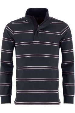 Fynch-Hatton Casual Fit Longsleeve Poloshirt Grün, Gestreift