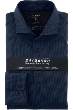 OLYMP Luxor Modern Fit Longsleeve Poloshirt Marine, Gemustert