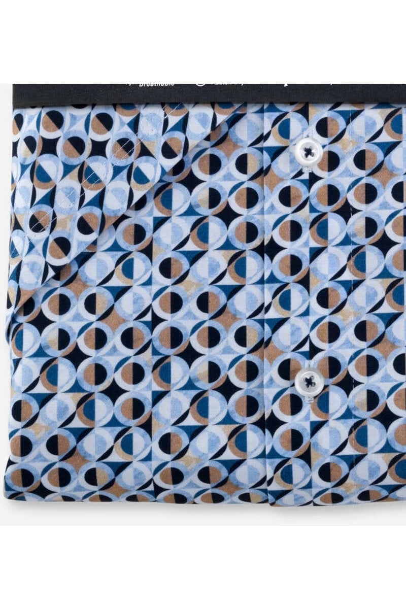 OLYMP Luxor 24/Seven Modern Fit Jerseyhemd Blau/braun/weiss, Gemustert 3 OLYMP Luxor 24/Seven Modern Fit Jerseyhemd Blau/braun/weiss, Gemustert – Bild 3