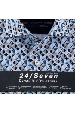 OLYMP Luxor 24/Seven Modern Fit Jerseyhemd Blau/braun/weiss, Gemustert 7 OLYMP Luxor 24/Seven Modern Fit Jerseyhemd Blau/braun/weiss, Gemustert -Ho ho ho, Mode in Grün. 1217 12 22 3 800