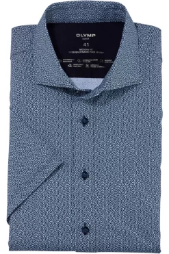 OLYMP Luxor 24/Seven Dynamic Flex Modern Fit Jerseyhemd Blau/grün, Gemustert