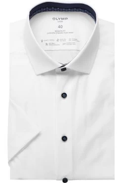 OLYMP Luxor 24/Seven Dynamic Flex Modern Fit Hemd Weiss, Einfarbig