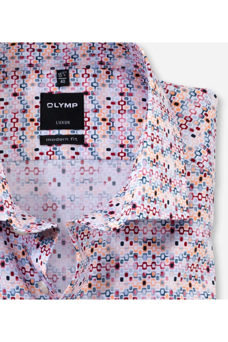 OLYMP Luxor Modern Fit Hemd Orange/blau/weiss, Gemustert 2 OLYMP Luxor Modern Fit Hemd Orange/blau/weiss, Gemustert – Bild 2