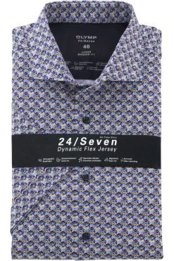 OLYMP Luxor Modern Fit Jerseyhemd Bleu, Gemustert