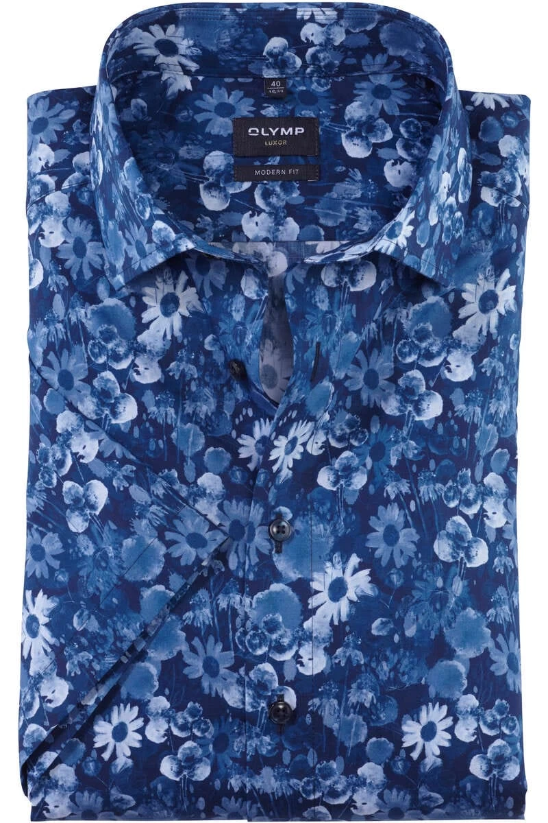 OLYMP Luxor Modern Fit Hemd Blau, Gemustert 1 OLYMP Luxor Modern Fit Hemd Blau, Gemustert