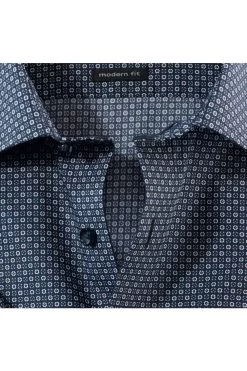 OLYMP Luxor Modern Fit Hemd Marine, Gemustert -Ho ho ho, Mode in Grün. 1330 12 18 3 800